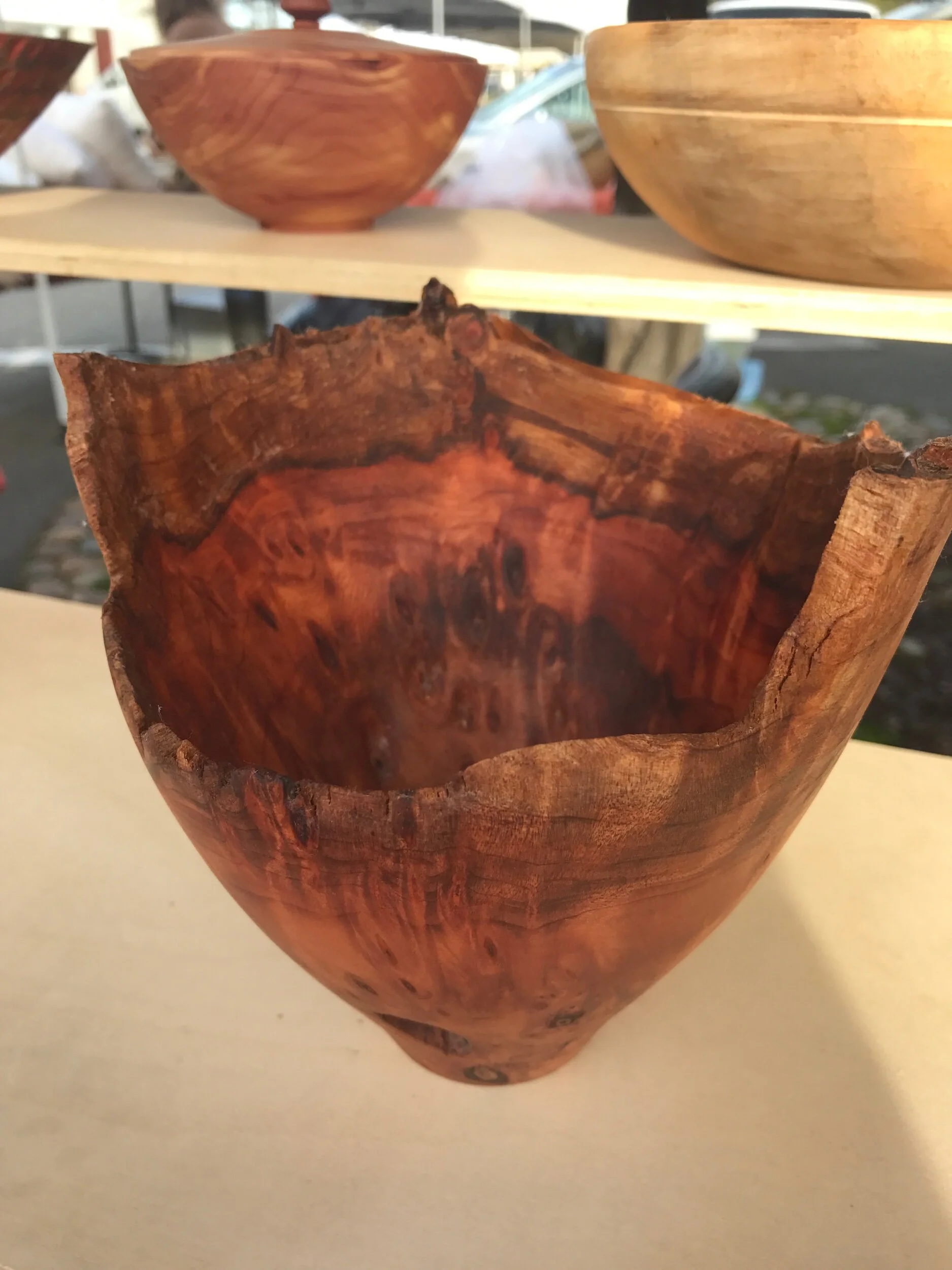 Live-edge redwood burl vessel