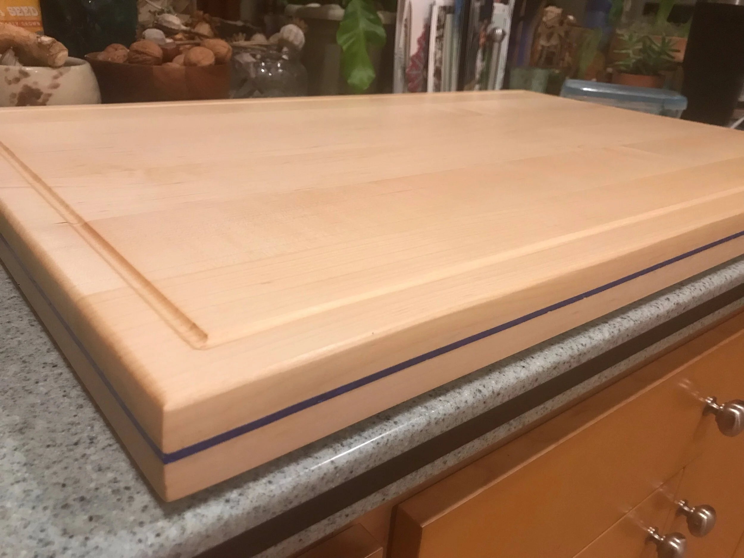 Huge 18x30 bbq board. Maple with blue Micah inlay