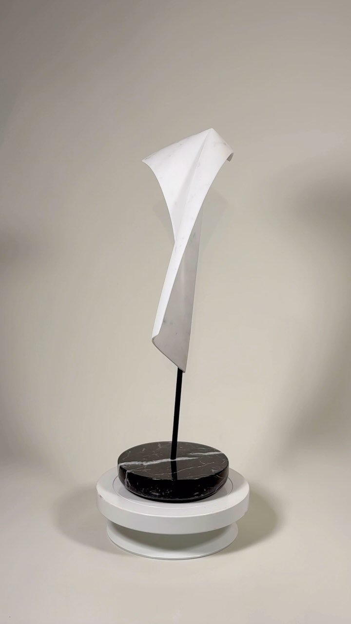 • At last! •
I still need to sort out a few details (including a title) but I just couldn’t wait to show you this piece. Made from Carrara marble, it is incredibly thin and I have to admit I’m relieved it made it through the who