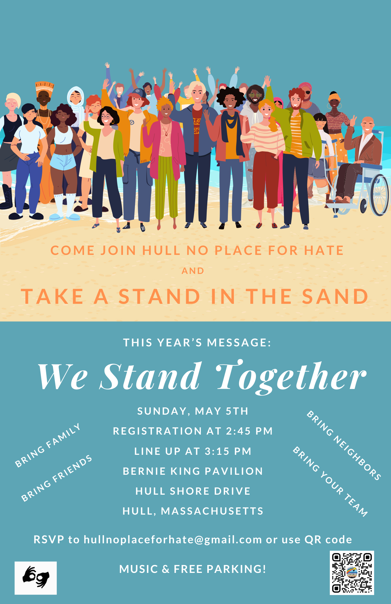 Hull No Place for Hate Stand in the Sand