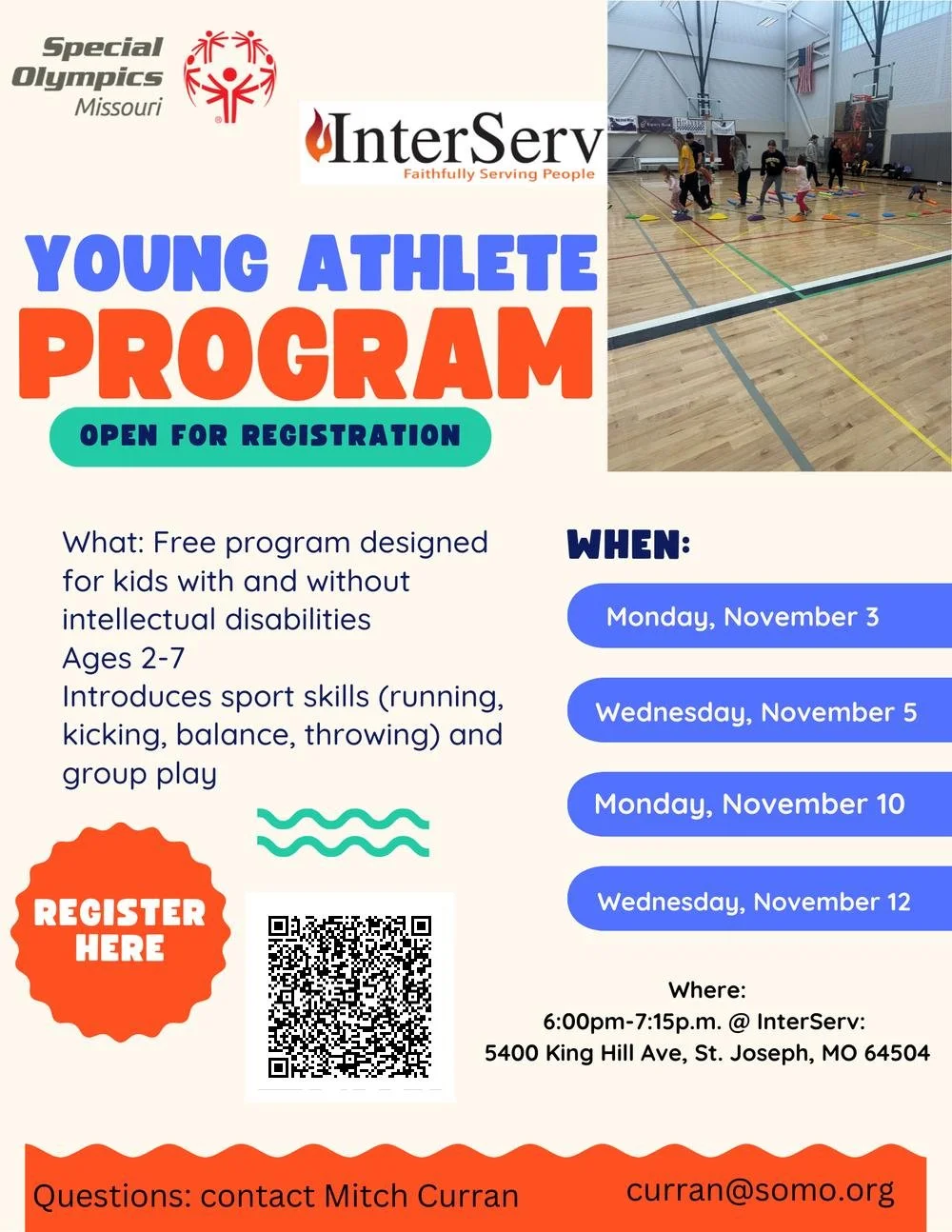 🏃&zwj;♂️ Ready, Set, Play! 🏃&zwj;♀️ The Young Athlete Program with Special Olympics Missouri and InterServ is open for registration!  This free program is designed for kids ages 2&ndash;7, with and without intellectual disabilities. It&rsquo;s a fu