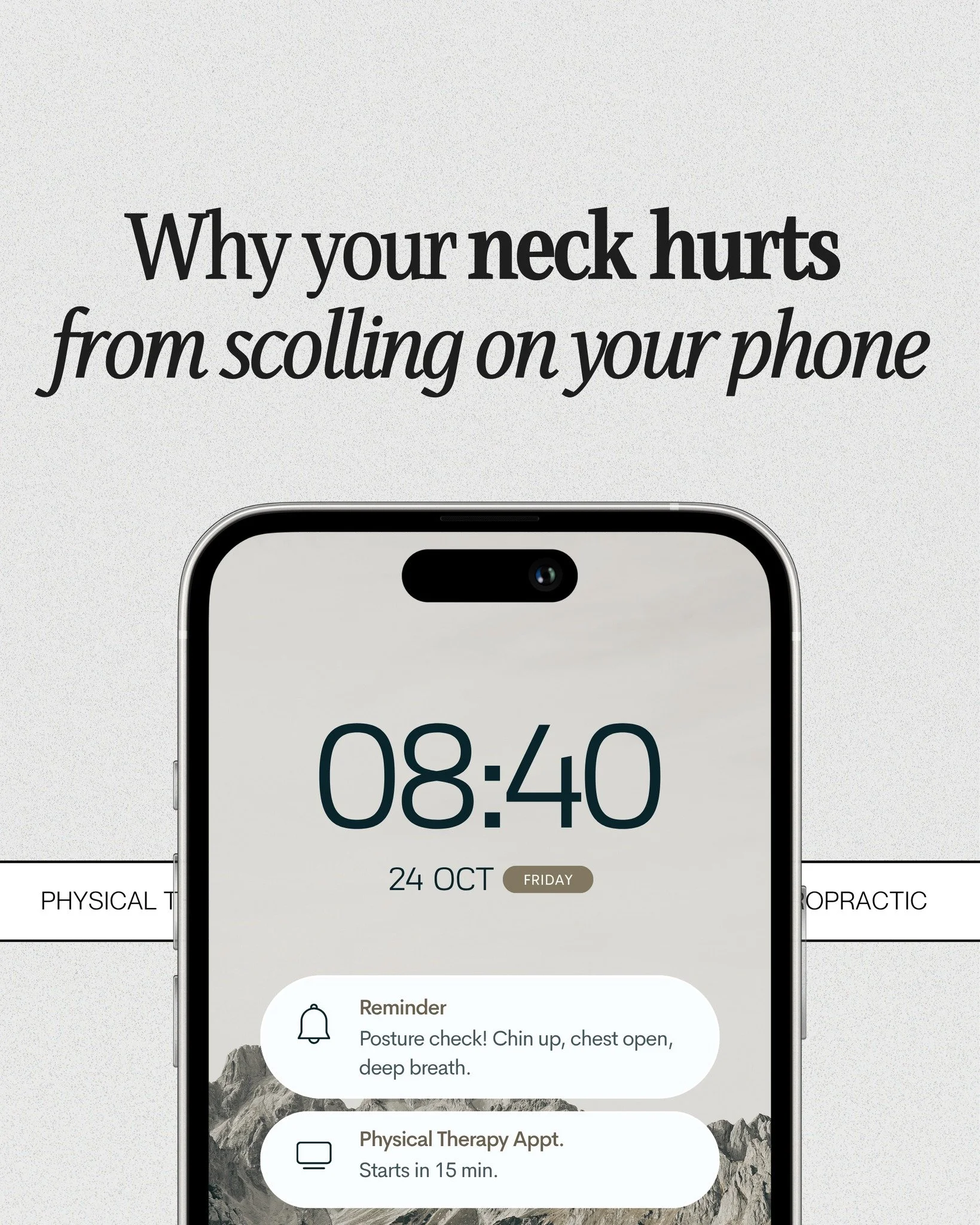 When you tilt your head forward to look at your phone, it puts extra strain on your neck &mdash; up to 60 pounds of pressure on your spine! That constant forward posture (&ldquo;tech neck&rdquo;) can lead to stiffness, headaches, and shoulder tension