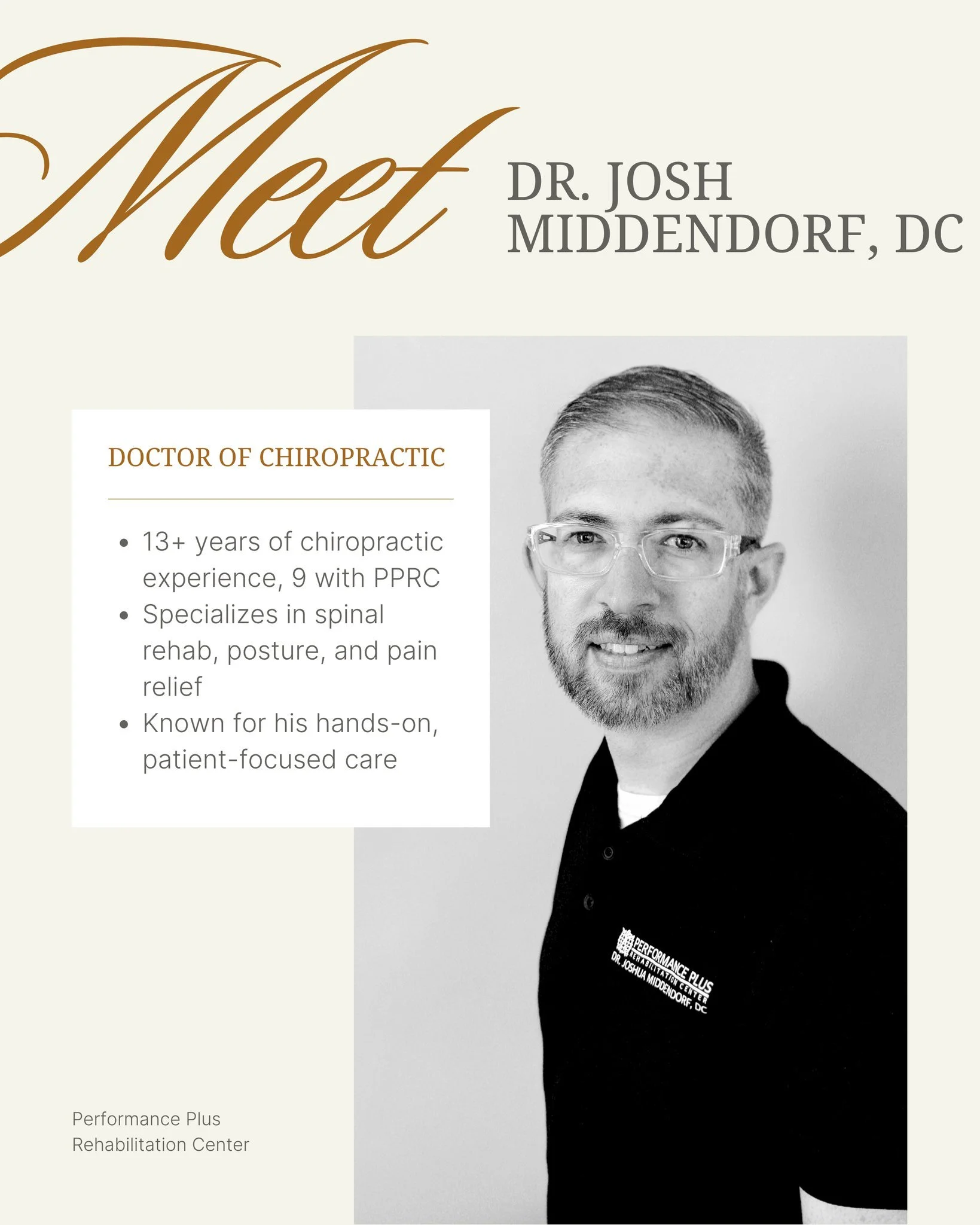 Dr. Middendorf has been helping patients move and feel their best for over thirteen years. A graduate of Logan College of Chiropractic, he combines advanced clinical training with a genuine passion for patient care.

Known for his hands-on, results-f