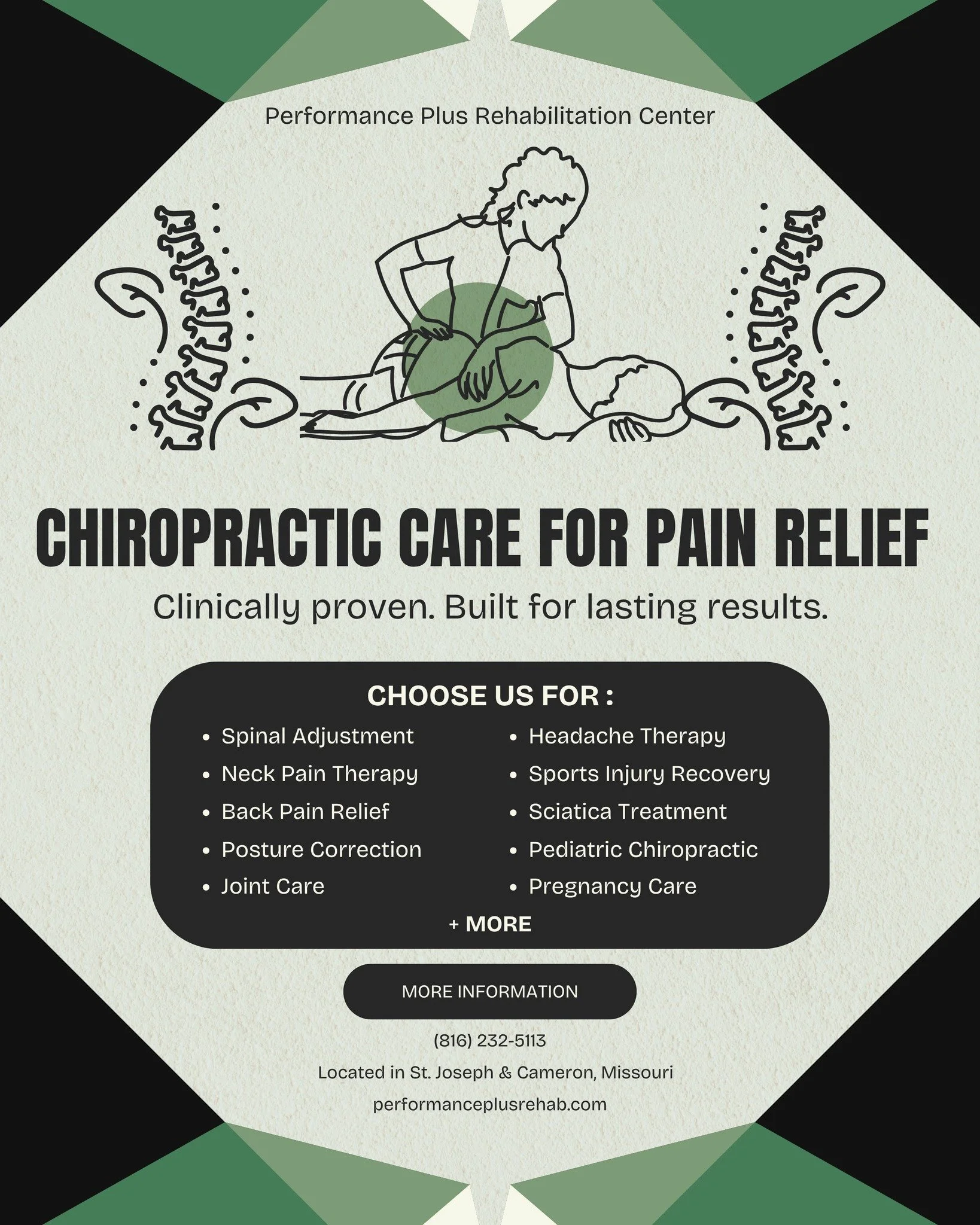 Spinal pain is rarely one-dimensional&mdash;your care shouldn&rsquo;t be either.

At Performance Plus Rehabilitation Center, our Doctors of Chiropractic deliver precise, evidence-based care focused on restoring alignment, reducing pain, and improving