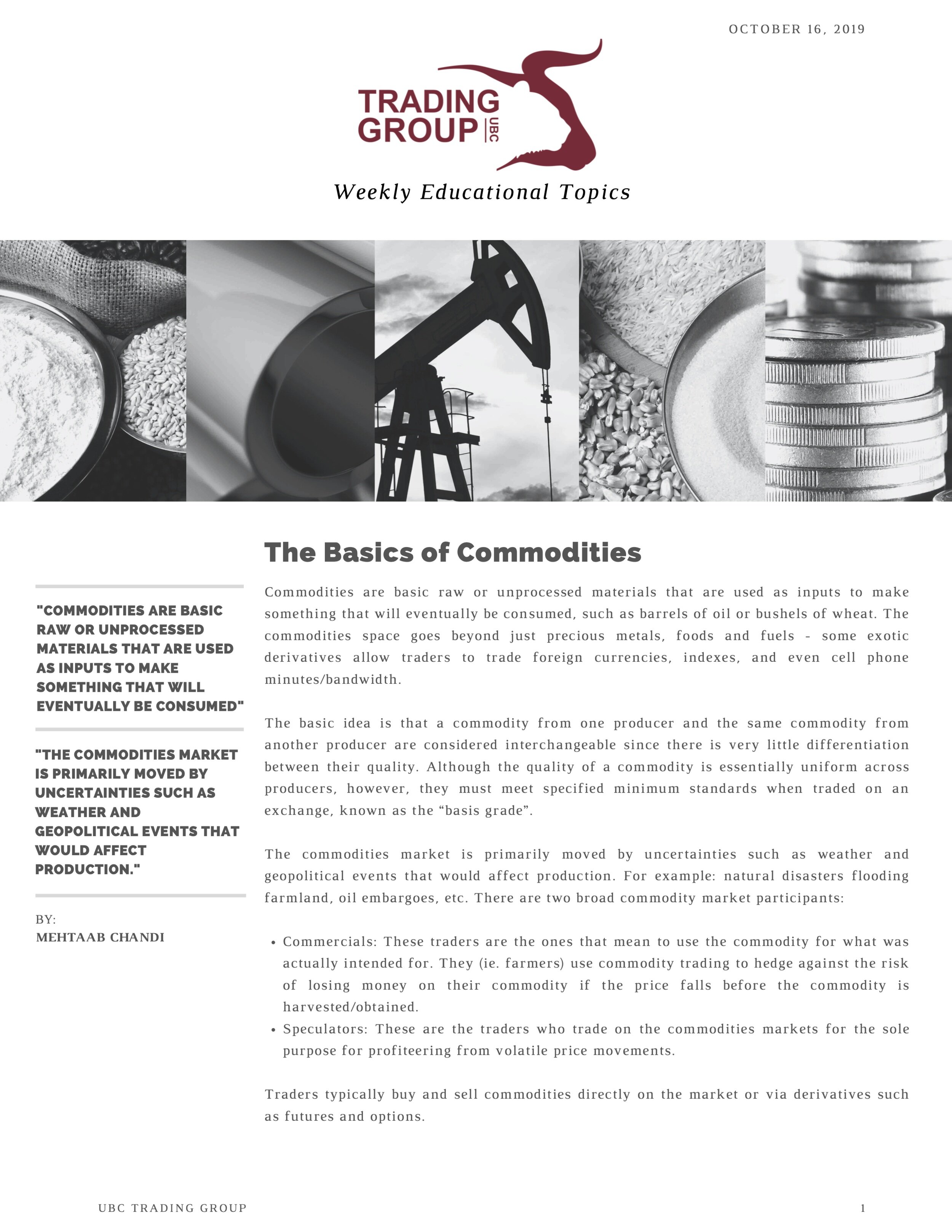 The Basics of Commodities