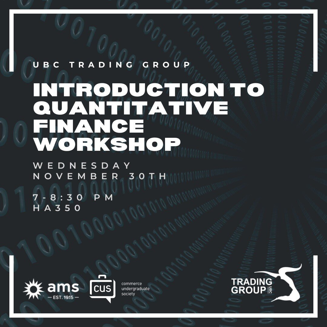 🚨Interested in quantitative finance? Quantitative finance aims to answer complex questions that cannot be answered by human intuition

Attend our next workshop to learn more about data wrangling, building a strategy, getting started with programming