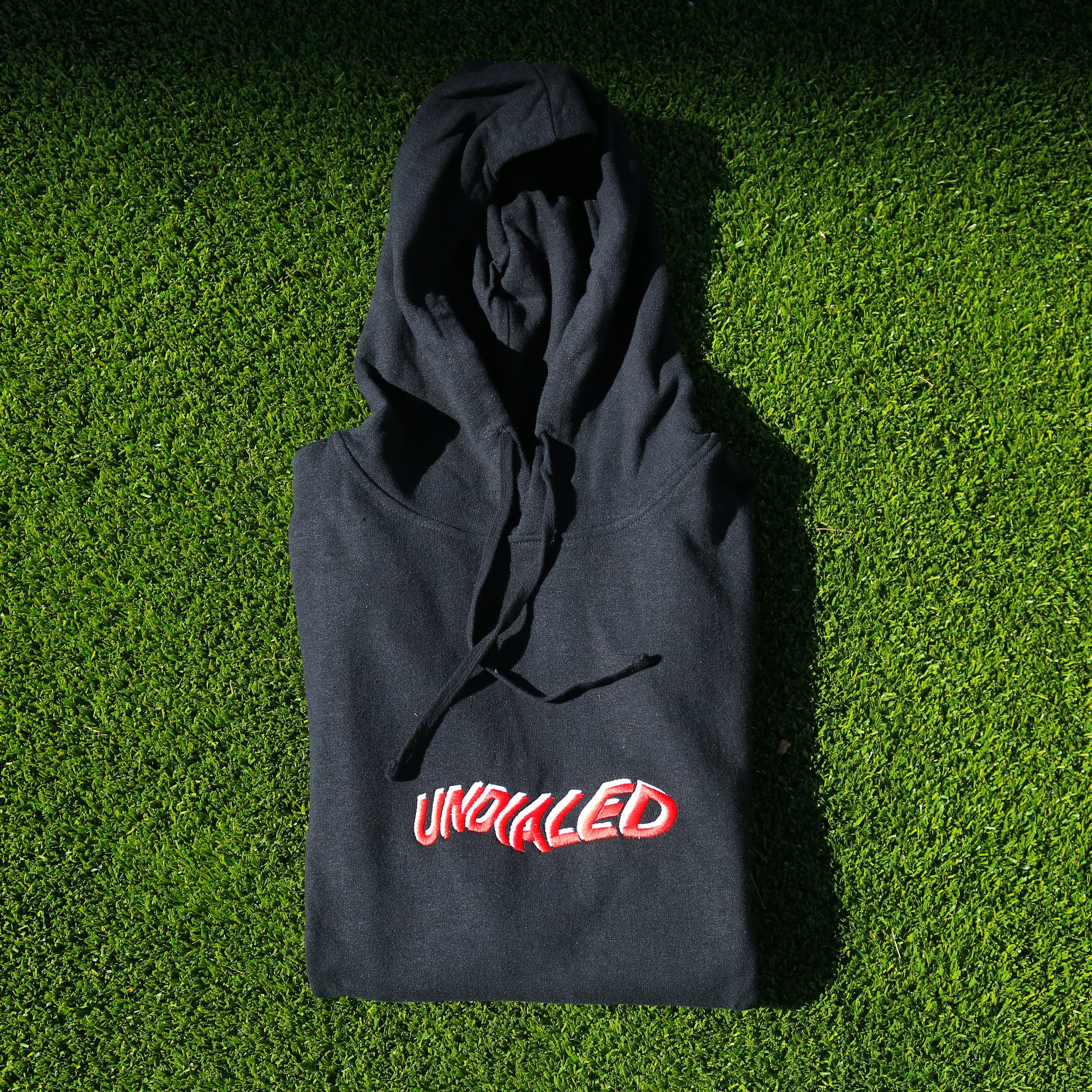 Red UNDIALED Black Hemp Hoodie — UNDIALED