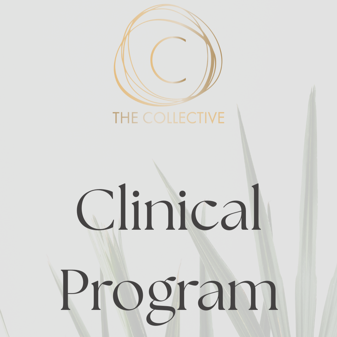 Cover page for The Collective Clinical Program featuring a light background, a gold logo at the top, and gray text reading 'Clinical Program'.