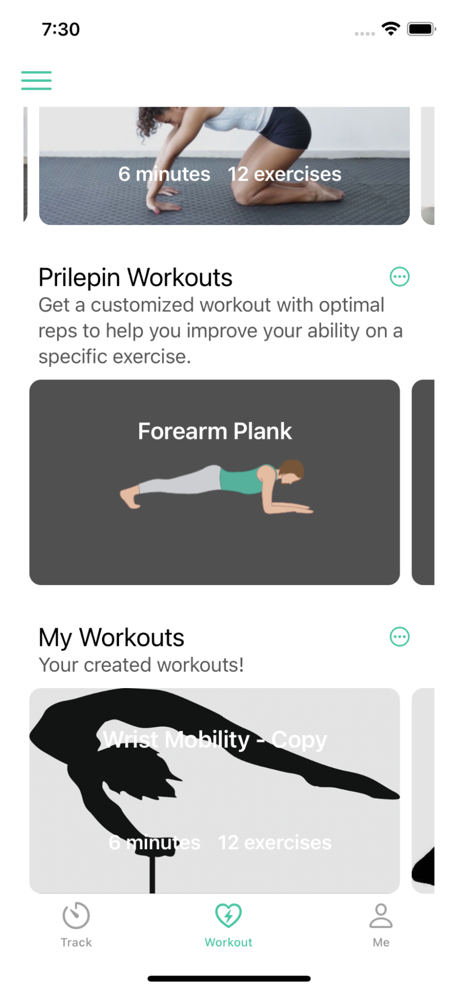 Your Workout showing in Workout tab