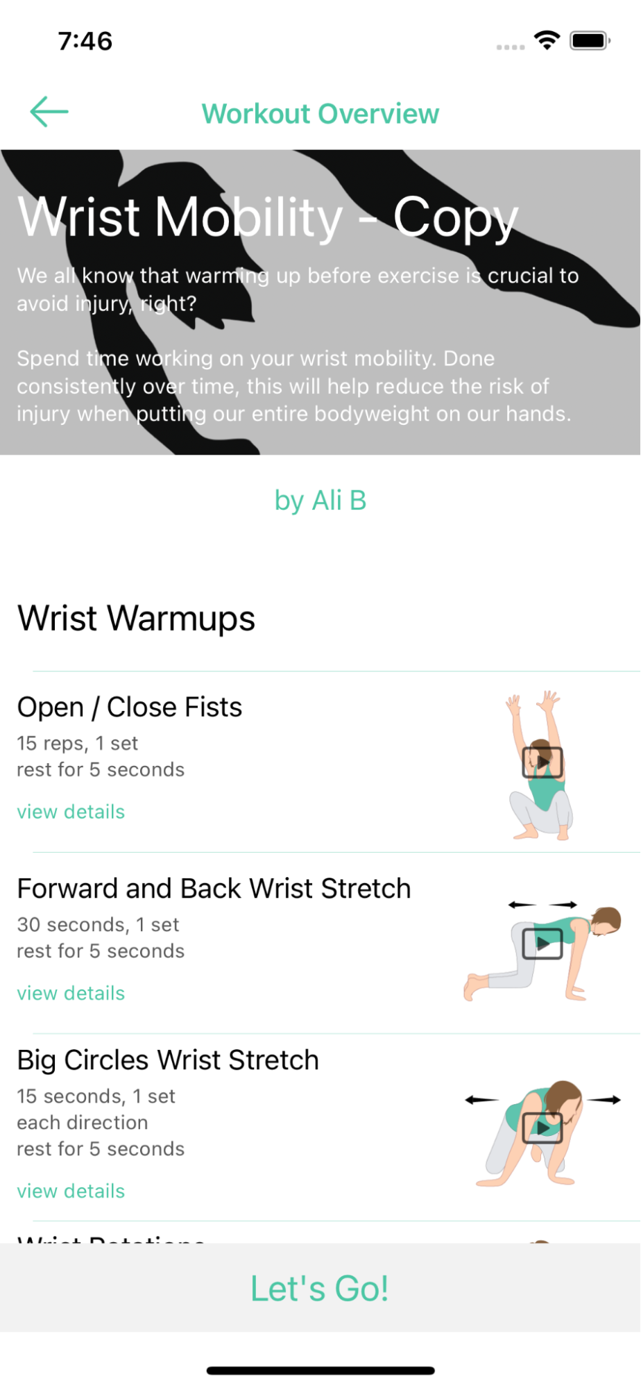 Exercise Settings in Workout Editor