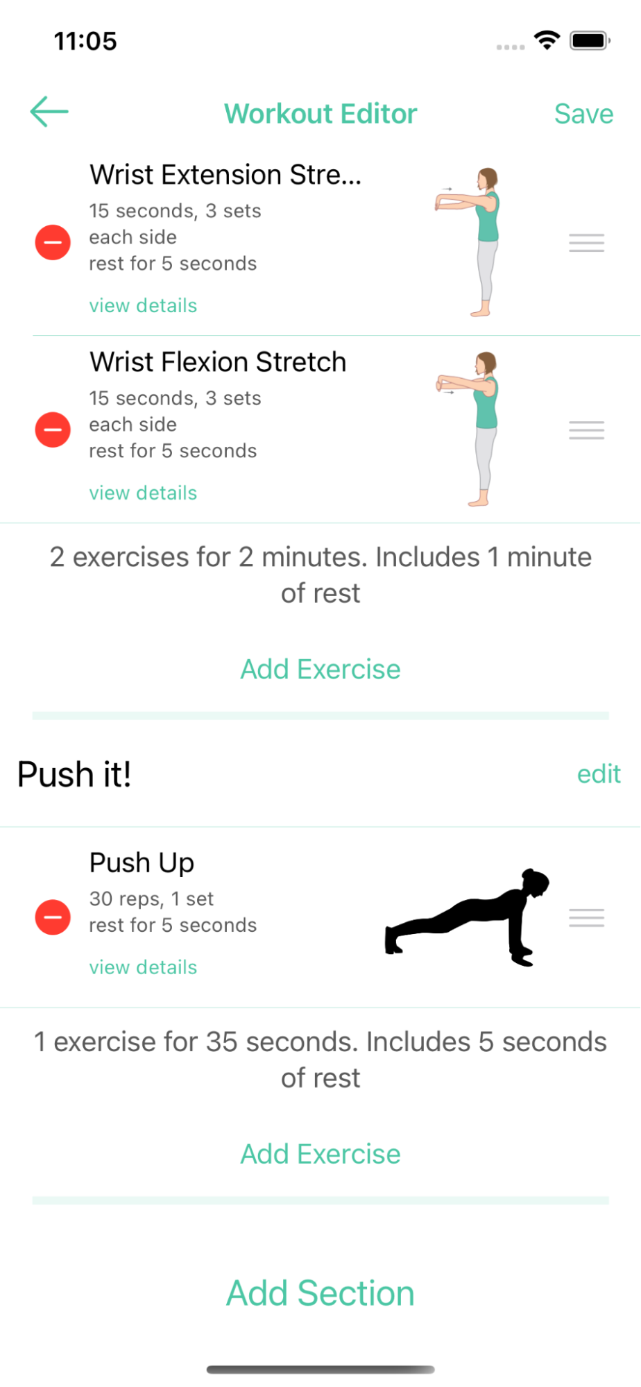 You can add your custom exercise to a workout
