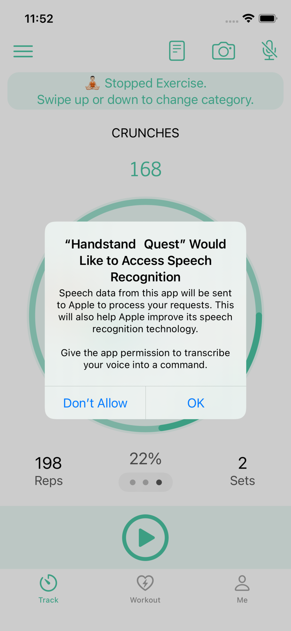 when mic is clicked the first time, the app requests access to speech recognition