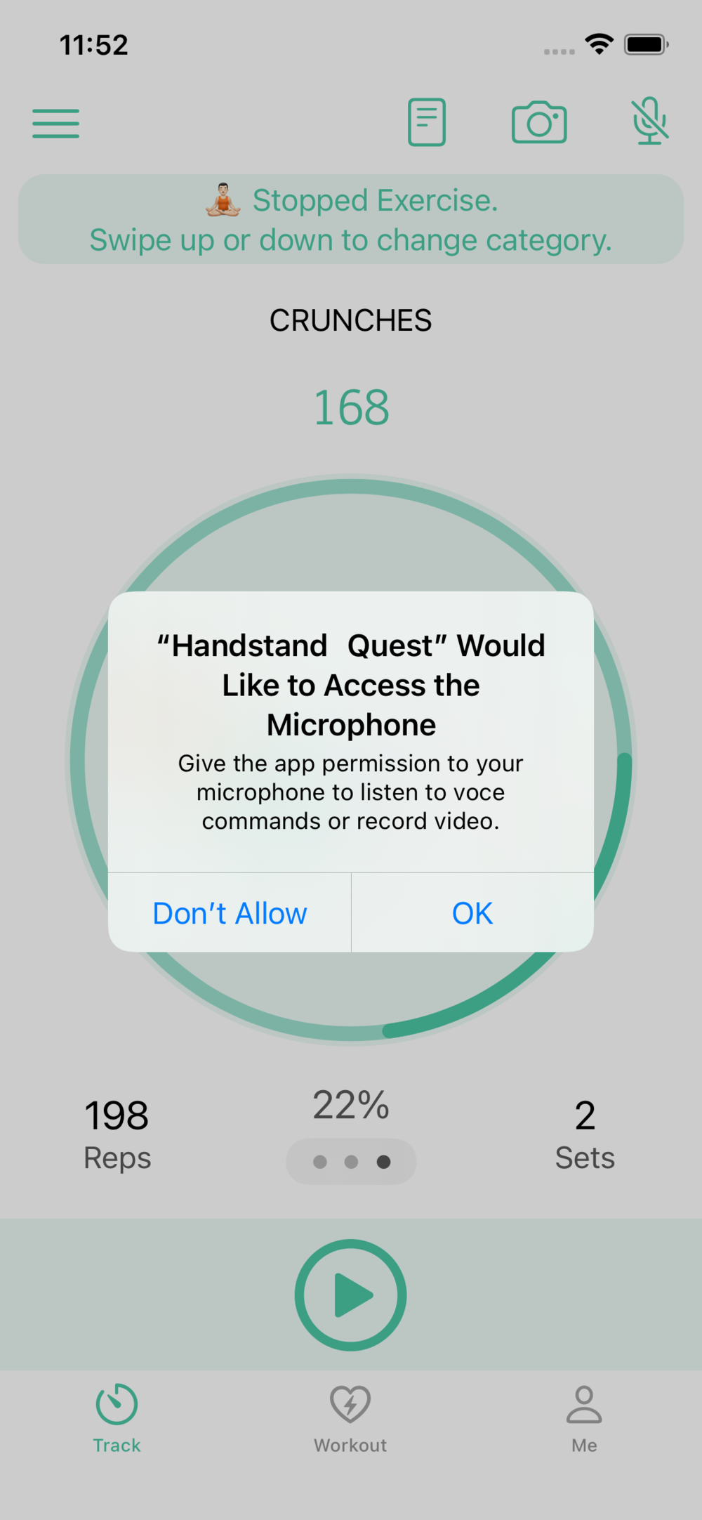 when mic is clicked the first time, the app requests access to your microphone in order to hear your voice commands