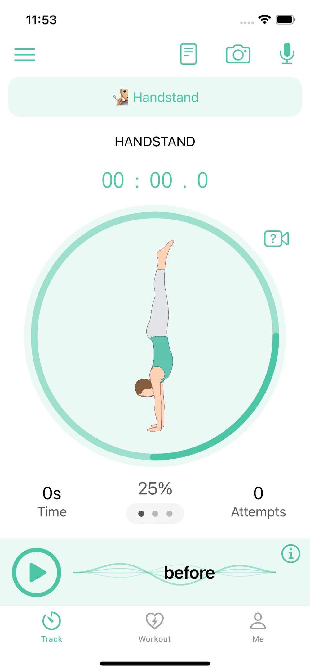 Say "before" to jump to previous exercise in category