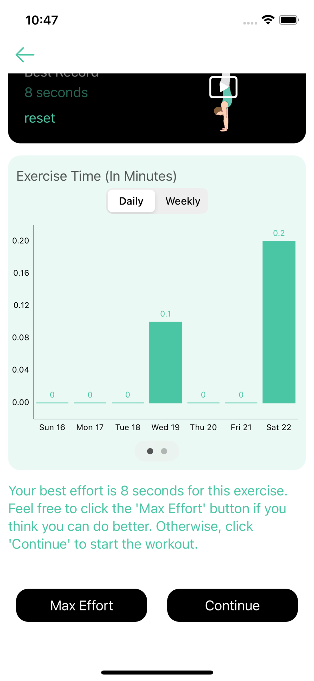 Per Exercise Time (Daily &amp; Weekly)