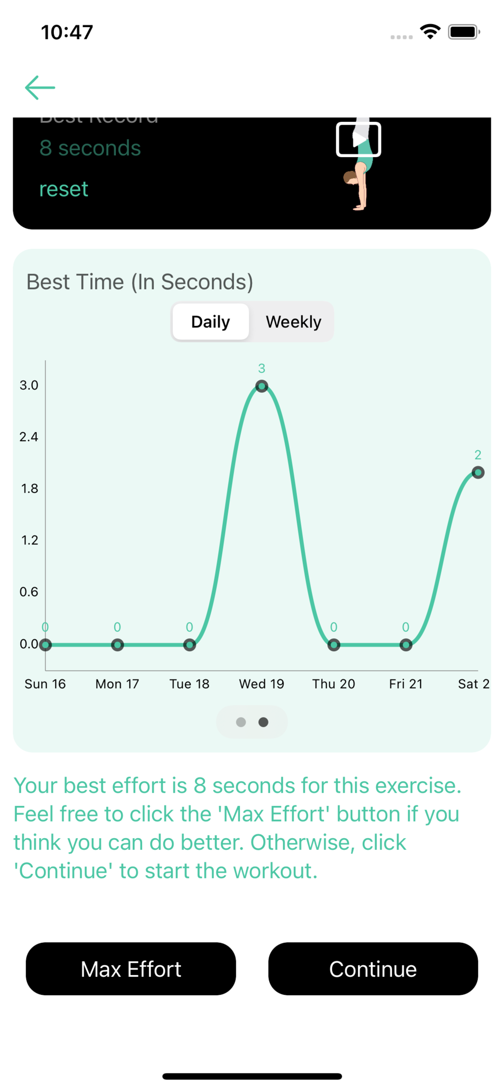 Per Exercise Best Record (Daily &amp; Weekly)
