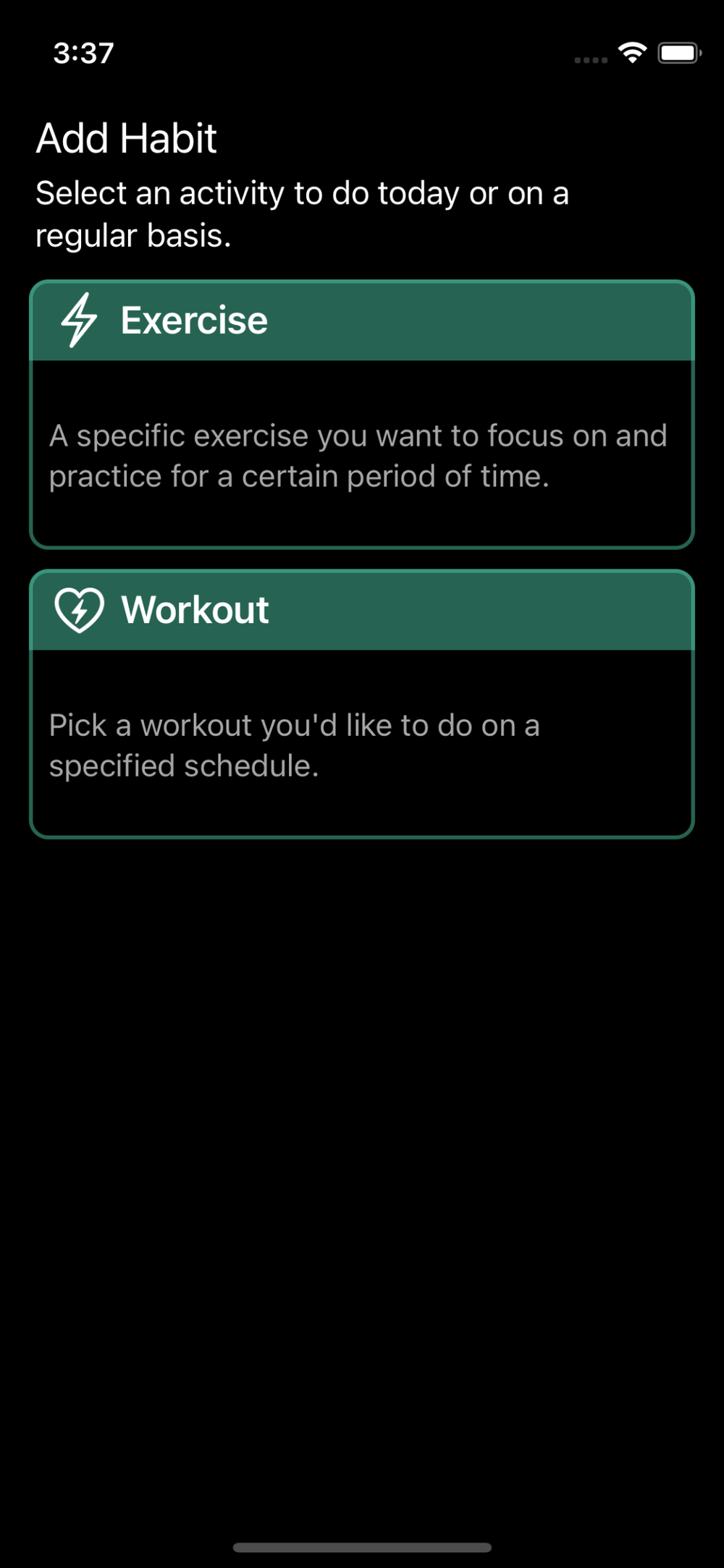 Create Exercise-based or Workout-based Habits