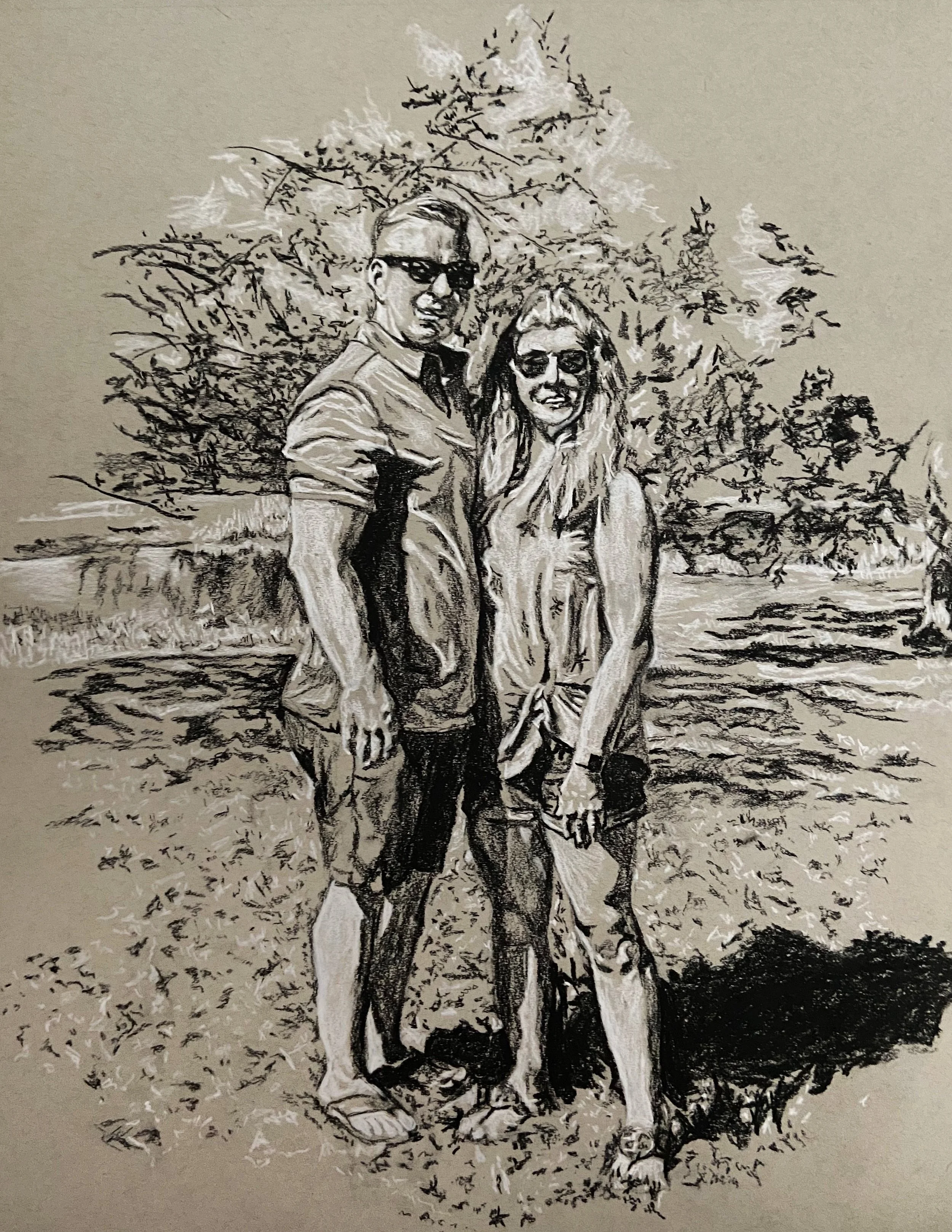 Charcoal Drawing on Toned Paper, 9" X 12"