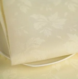 Feather Leaf Caress- White or ivoryFeather Leaf Caress is the perfect choice for easy-care, easy-iron 100% MJS polyester for special occasions.