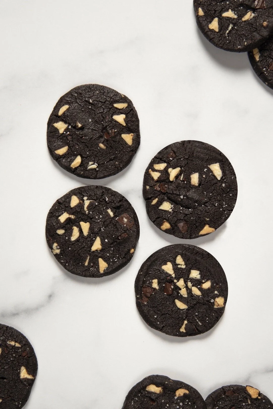 Chocolate Shortbread Cookies with White and Dark Chocolate Chunks
