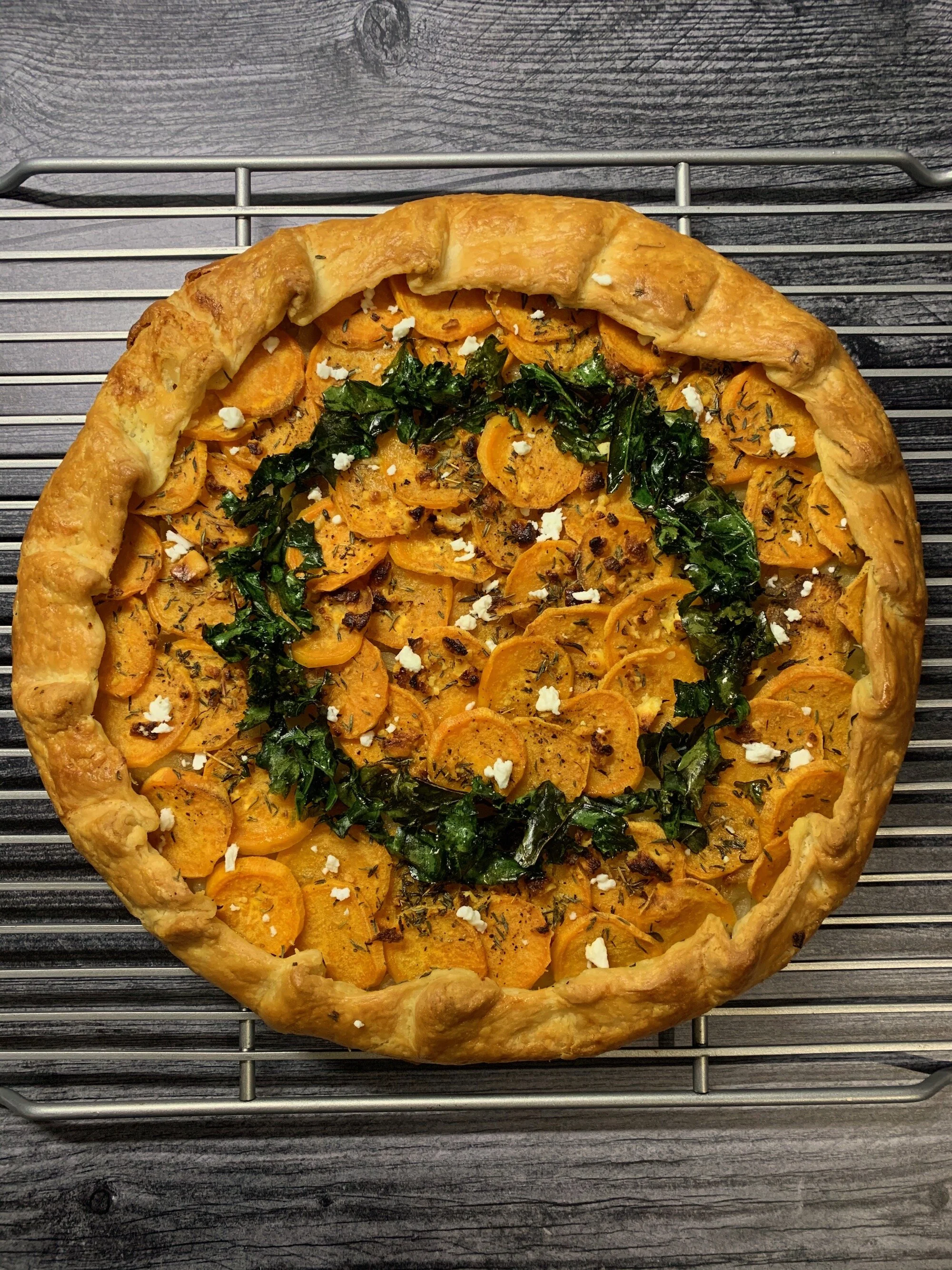 Sweet Potato, Caramelized Onion, and Feta Galette