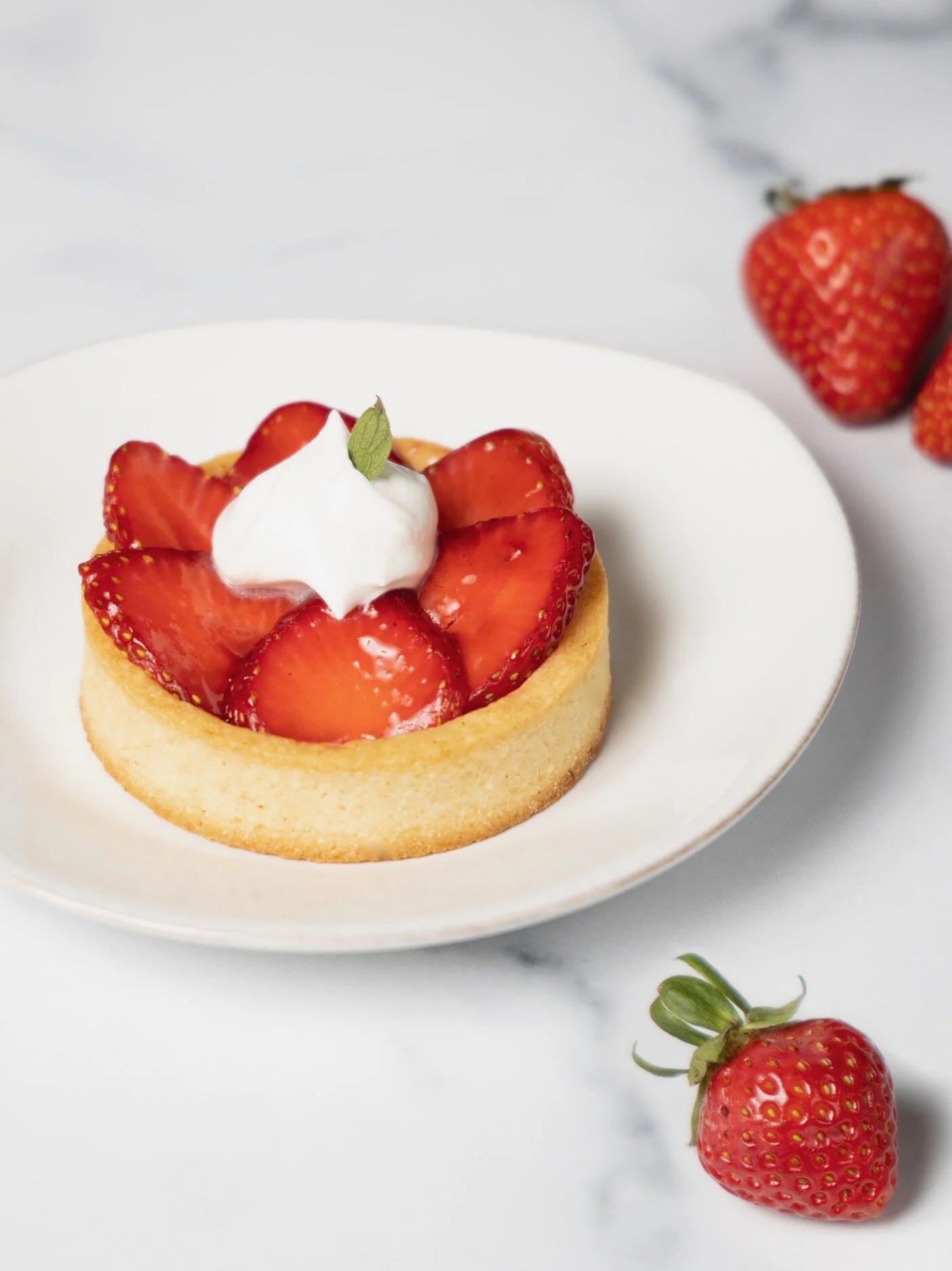Strawberry Tarts with Basil Infused Whipped Cream