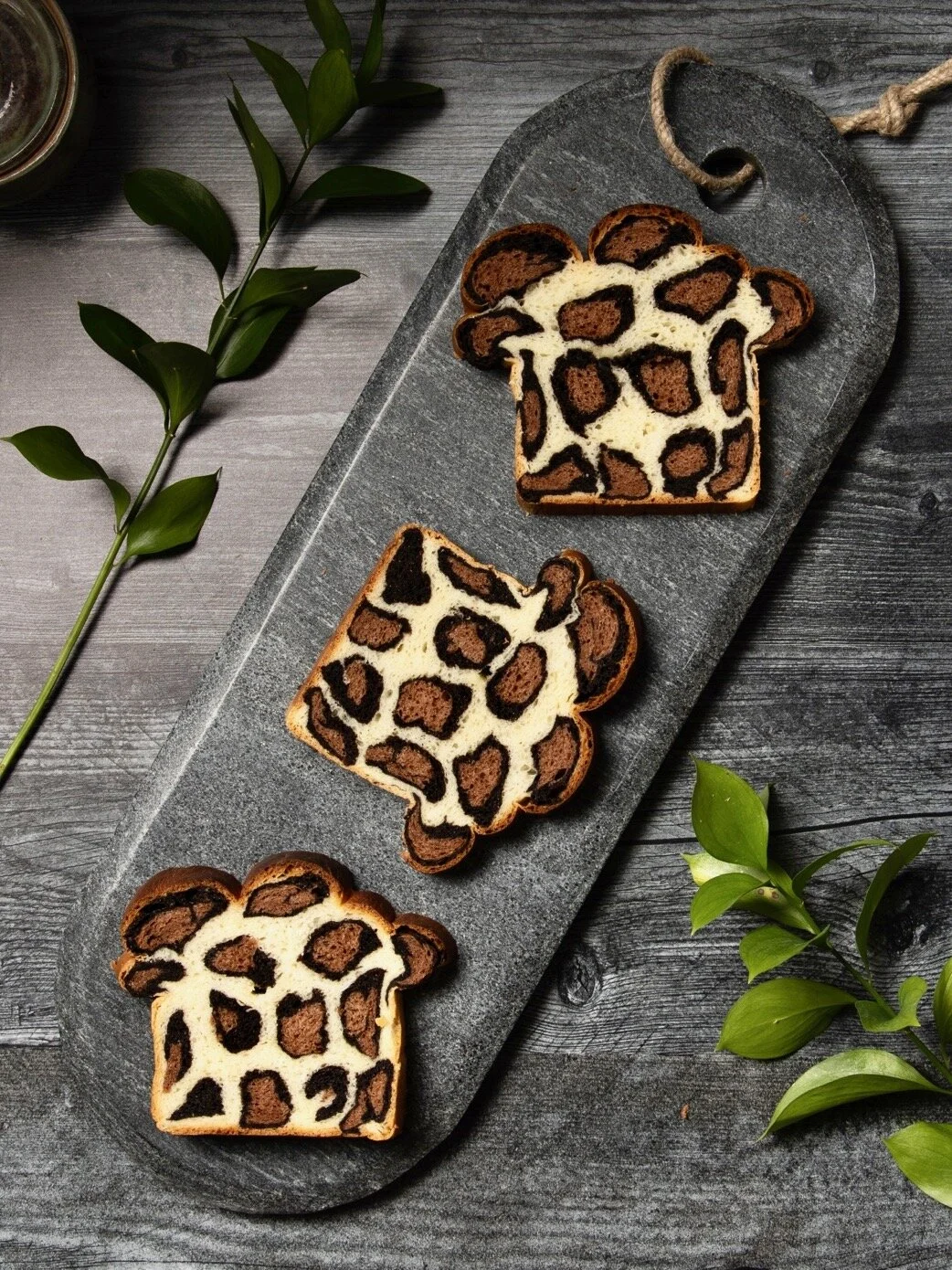 Black Cocoa Leopard Milk Bread