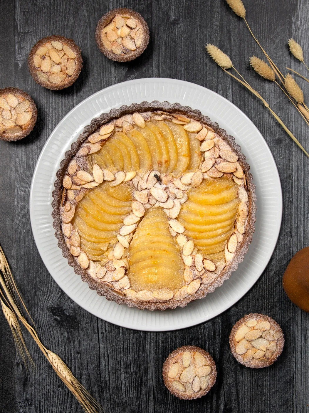 Poached Pear and Almond Tart