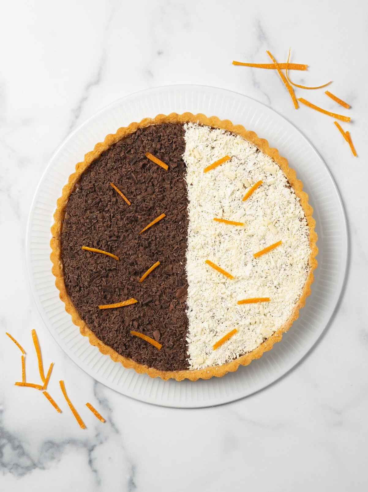 Earl Grey and Chocolate Custard Tart with Orange Shortbread Crust