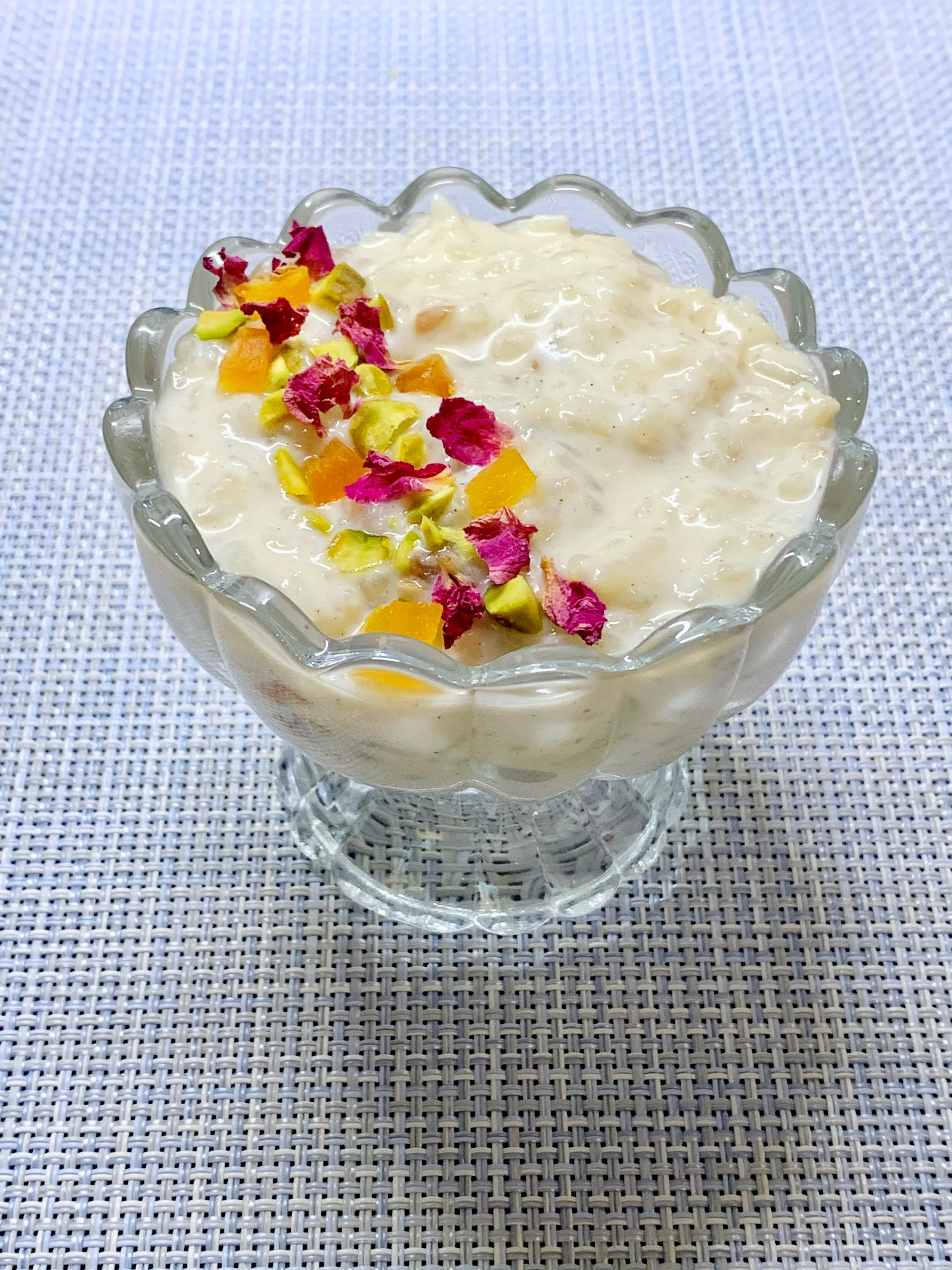 Coconut Cardamom Rice Pudding with Apricots and Dates