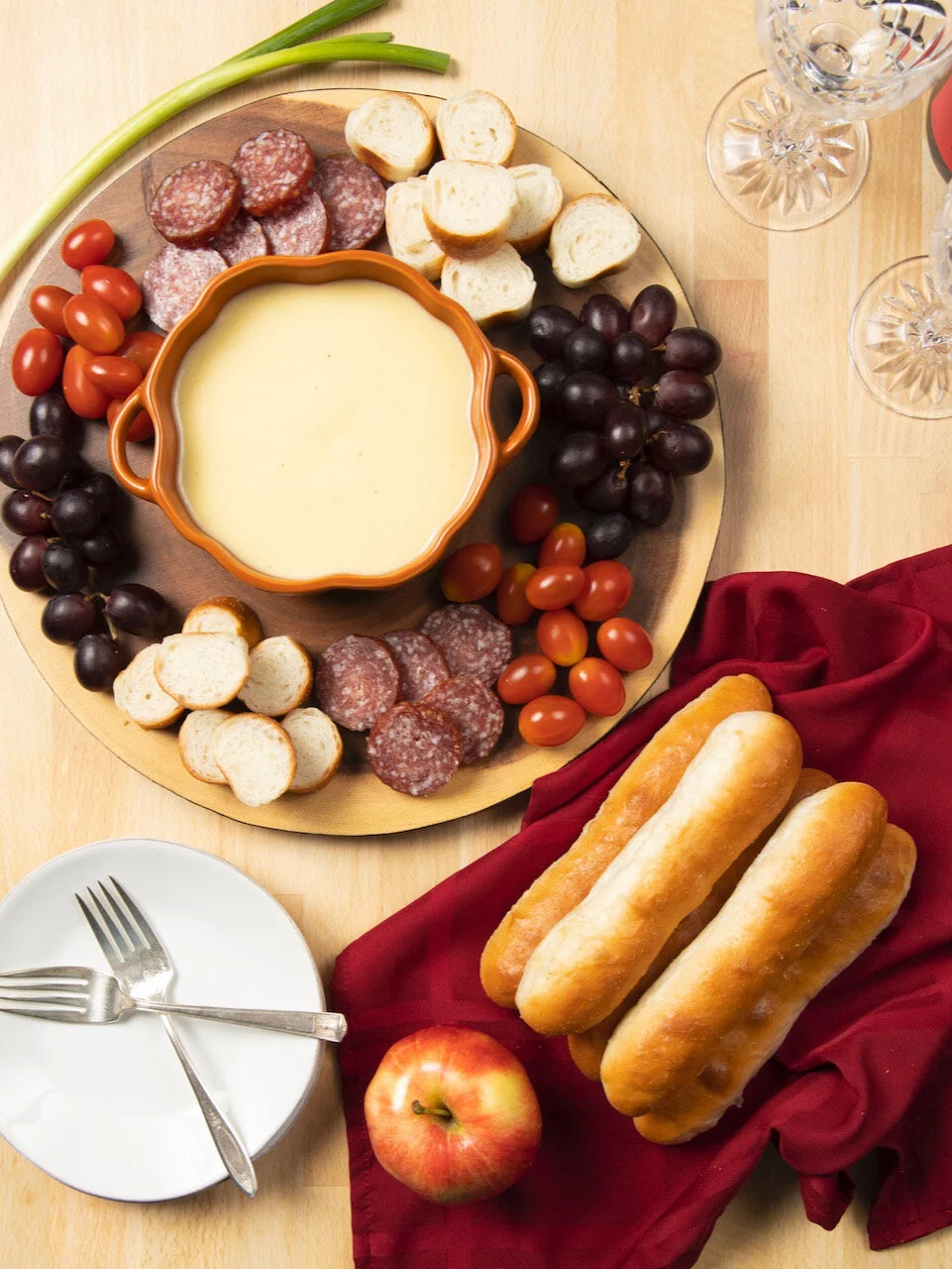 Soft Garlic Breadsticks with Cheddar-Whisky Fondue