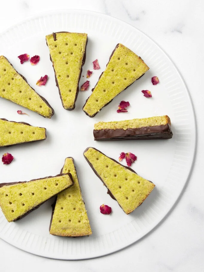 Pistachio Shortbread with Dark Chocolate