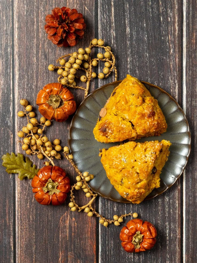 Pumpkin Chocolate & Caramel Chip Scones