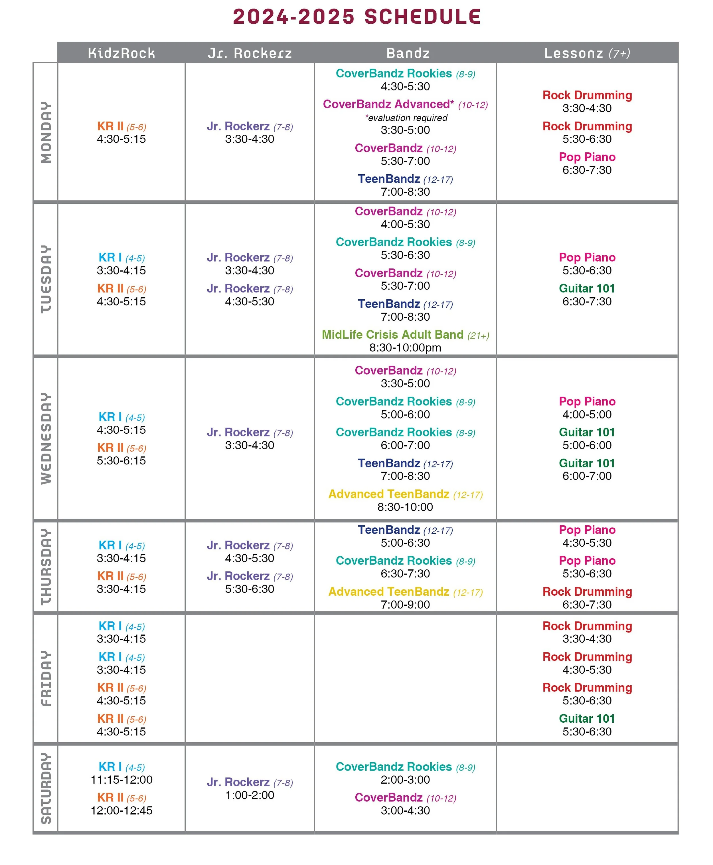 Schedule — The JamZone