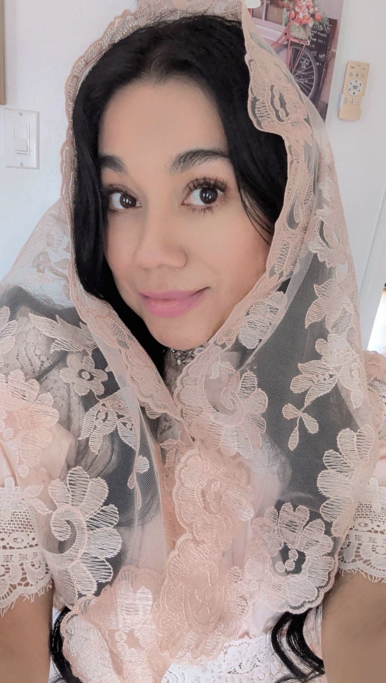 Olivia Model | Hand-Embroidered Spanish Peach