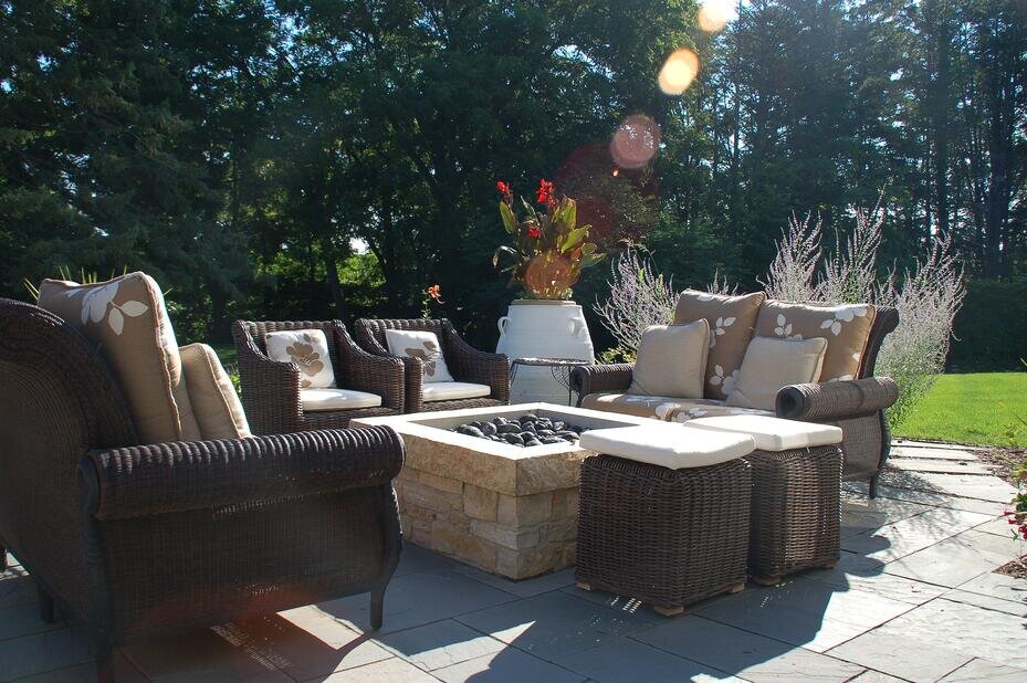 Fire Pit Outdoor Fireplace And Brick Patio In Madison Wi Landscape Architecture Llc - Patio Tables Madison Wi