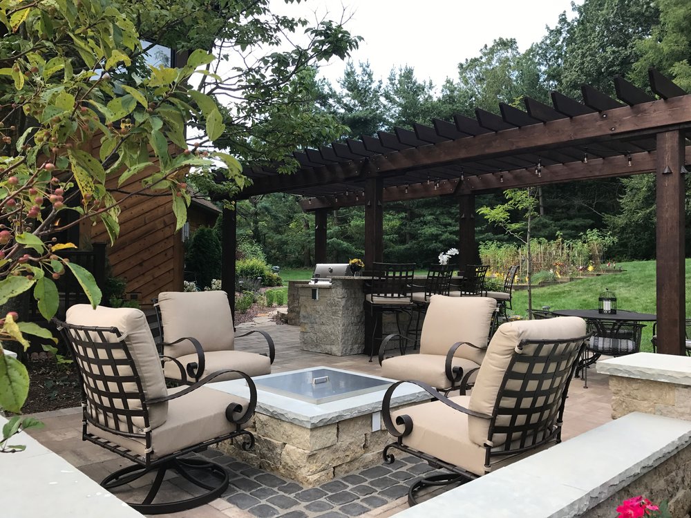 Enjoy Your Backyard From Day To Night By Adding An Outdoor Kitchen And Fire Pit In Madison Wi Landscape Architecture Llc - Patio Tables Madison Wi