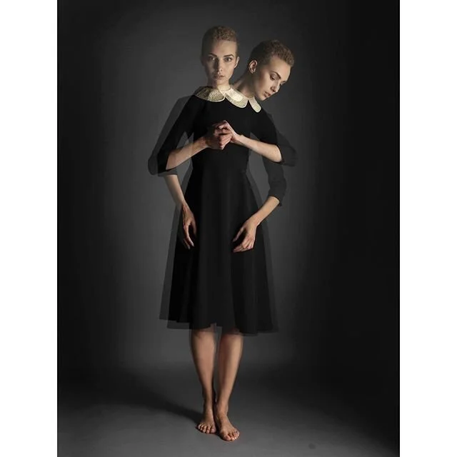 #double #exposure #doubleexposure #dress #black #dark #blackdress #blondehair #shorthair #model #pose #poses #hands #legs #arms #outofcamera #noretouch #dirtysensor #studio #flash #softbox #singlelight