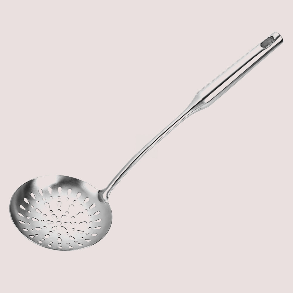 Skimmer Slotted Spoon, 14.96 Inches Rustproof, Integral Forming, Durable Comfortable Grip Design Strainer Ladle for Kitchen Newness 304 Stainless Steel Slotted Spoon with Vacuum Ergonomic Handle 