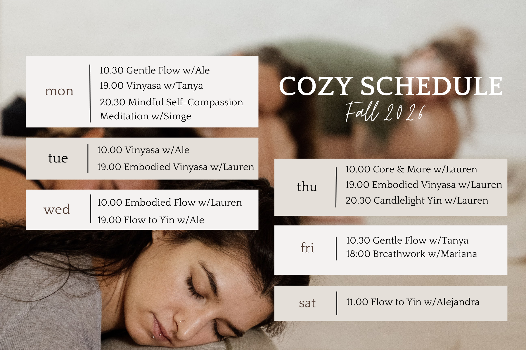 yoga class schedule