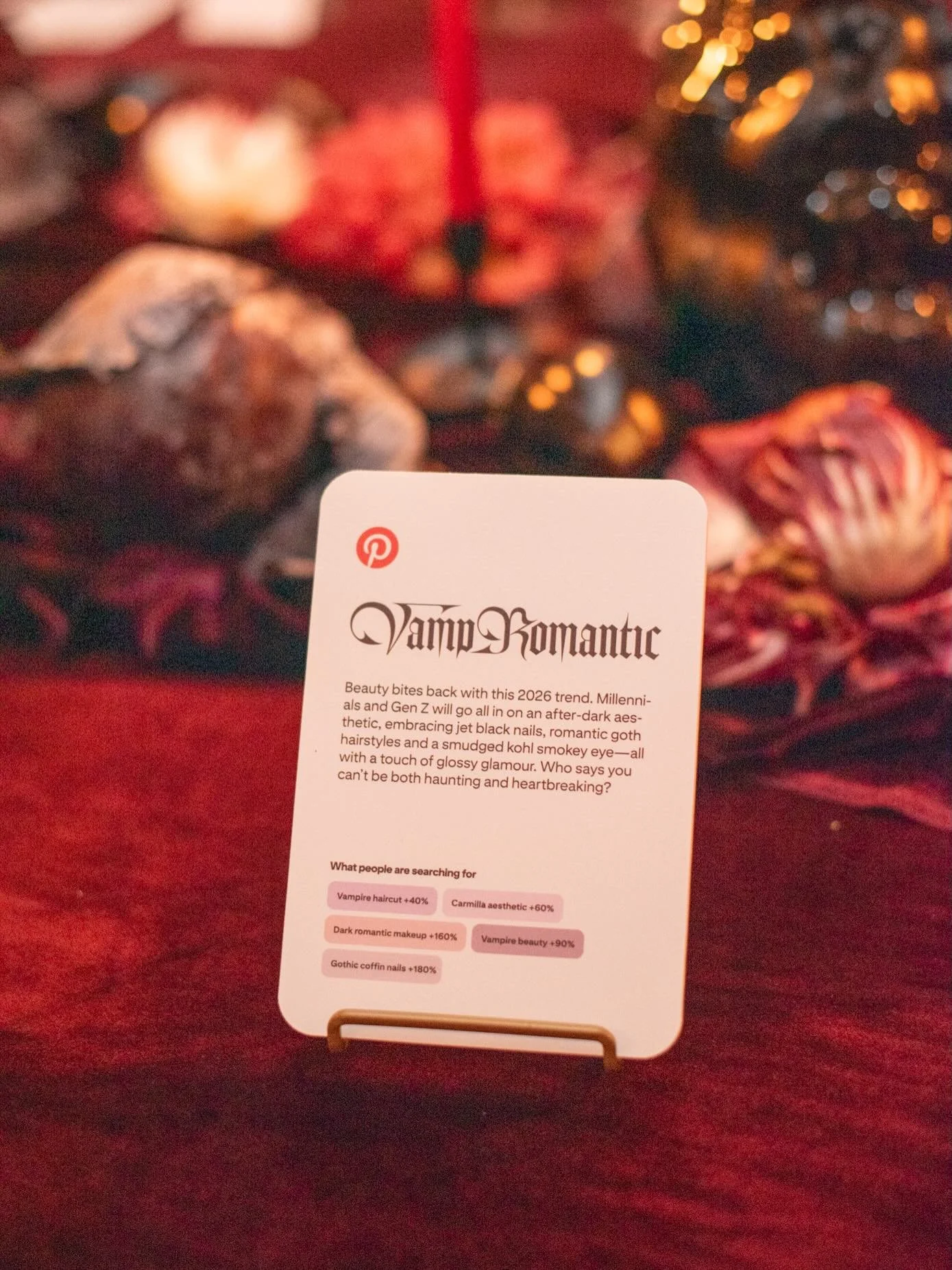 Still glowing from this collaboration ✨
&nbsp;
Thank you @audreygmua for so beautifully bringing the @pinterest Predicts 2026 &lsquo;vamp romantic&rsquo; trend to life for our team 🧛🏻&zwj;♀️🩸Your thoughtfulness, flexibility, and professionalism ma