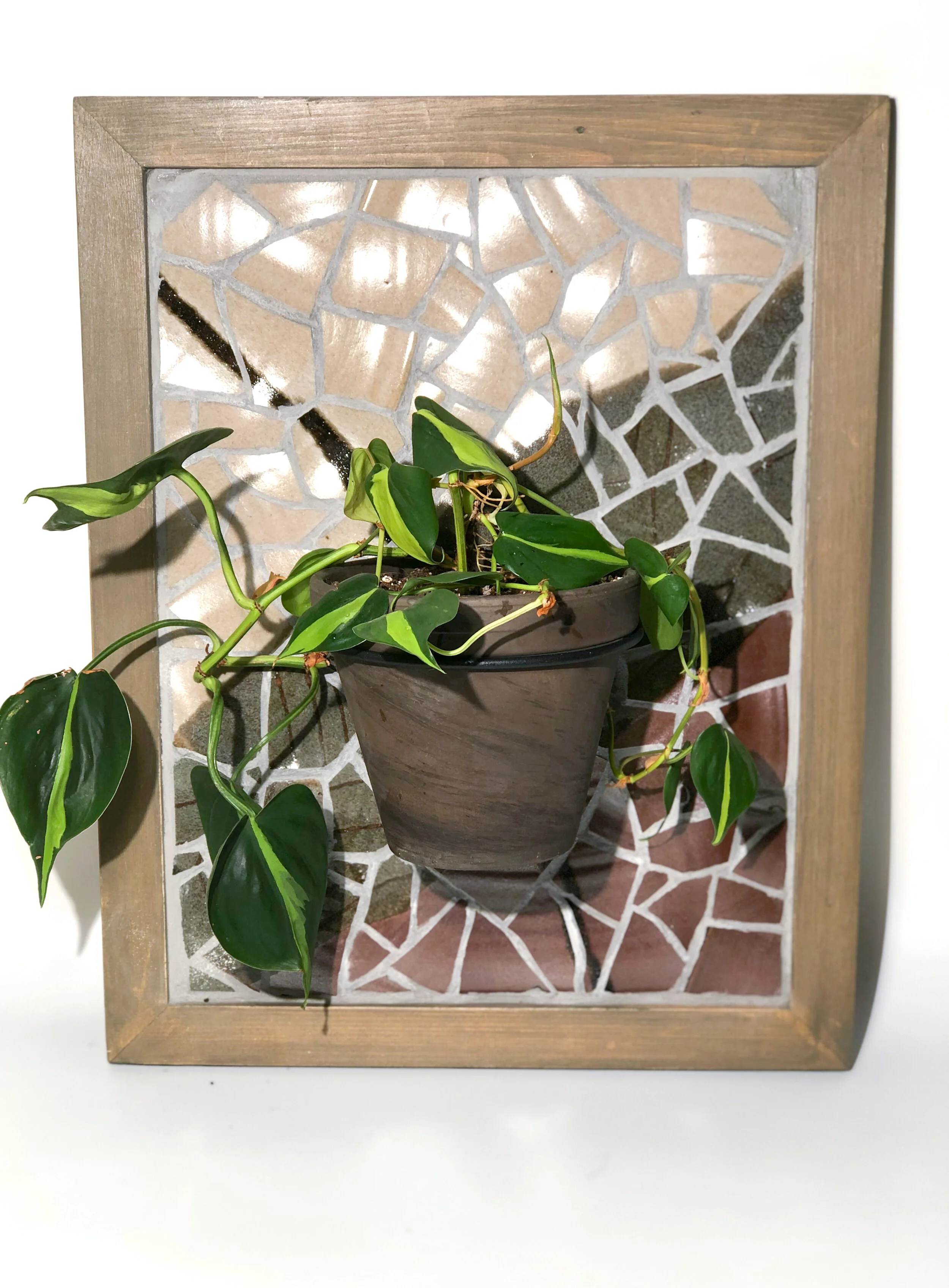 Framed Mosaic with Flower Pot Holder Ring
