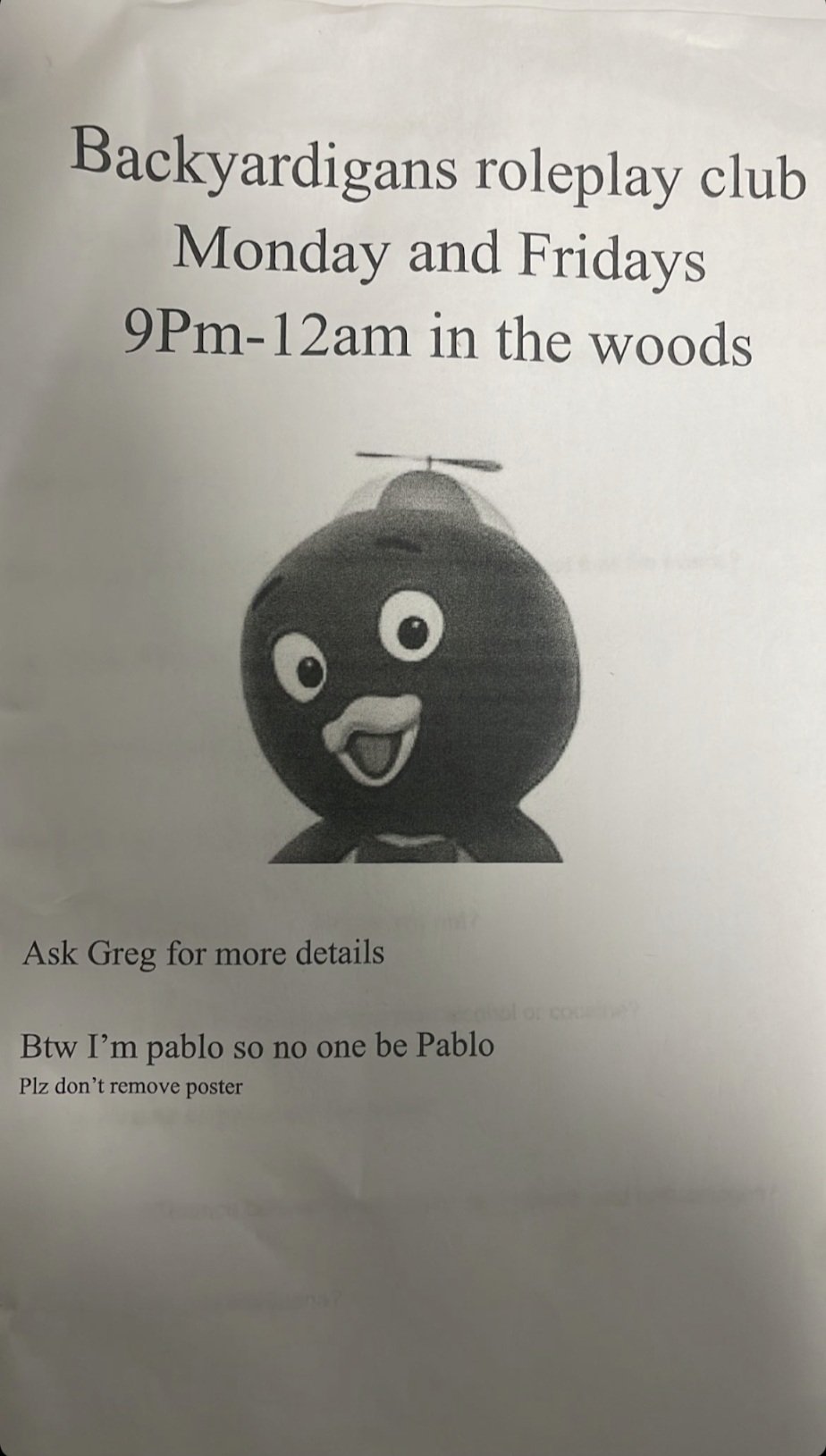 The most beloved fake club at OHS: the Backyardigans Roleplay Club