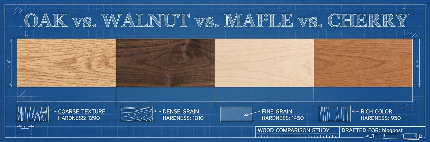 Oak vs. Walnut vs. Maple vs. Cherry: Choosing the Best Wood for Your Custom Project