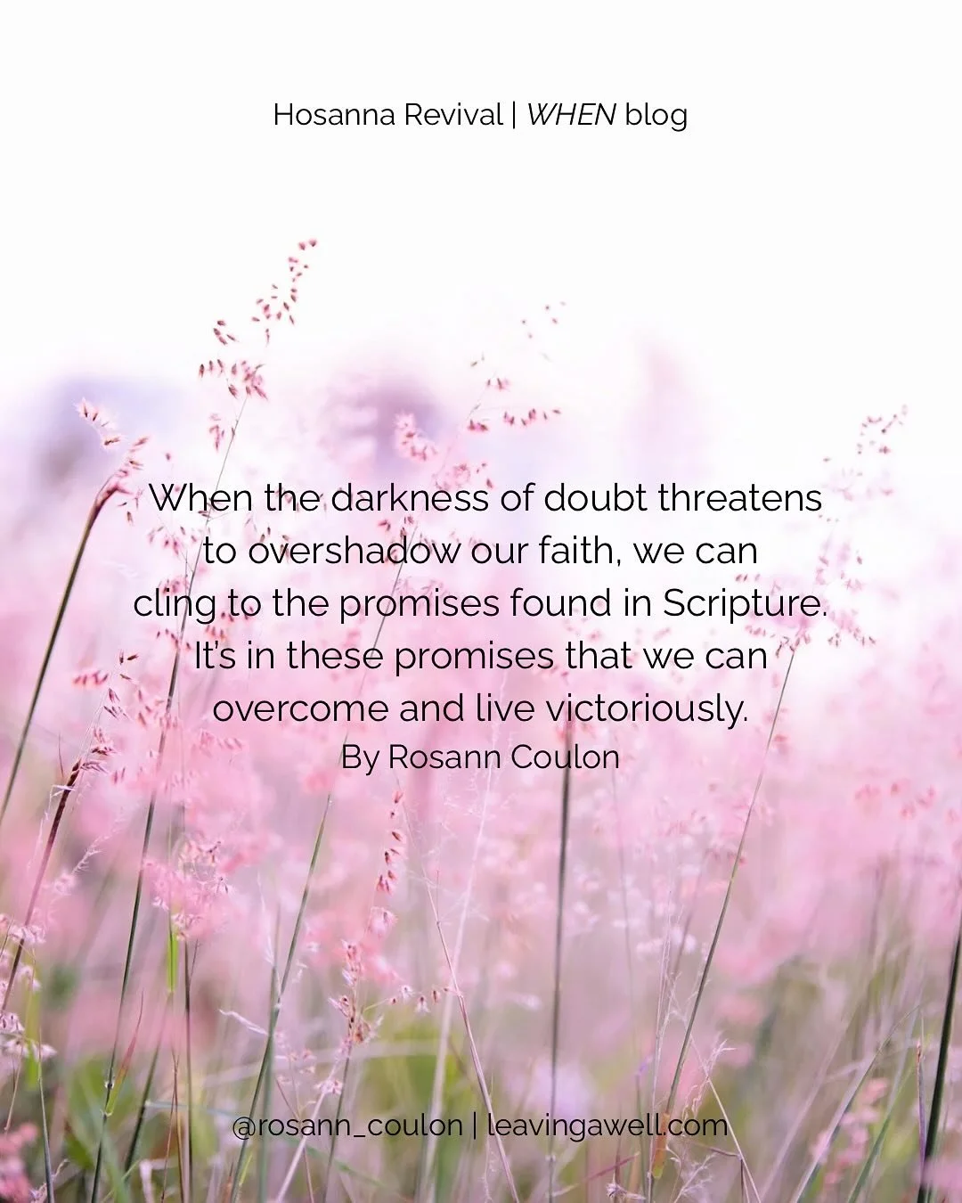 I&rsquo;m honored to be featured on the Hosanna Revival: WHEN blog.✨

Here&rsquo;s an excerpt of When You Wrestle with Doubt:

I swallowed the lump in my throat as I read John the Baptist&rsquo;s question to Jesus: &ldquo;Are you the one who is to co