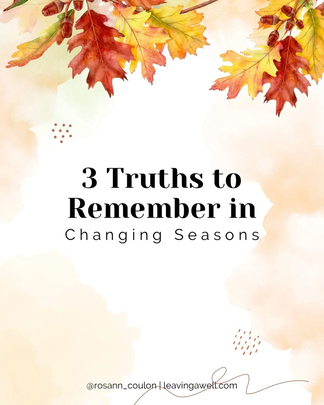 Fall reminds us that our lives are constantly shifting. We never know what a day may bring, but we can be certain that the Lord can be trusted&ndash;&ndash;and His Word can be relied upon.✨

Here are three truths to remember in changing seasons:

1. 