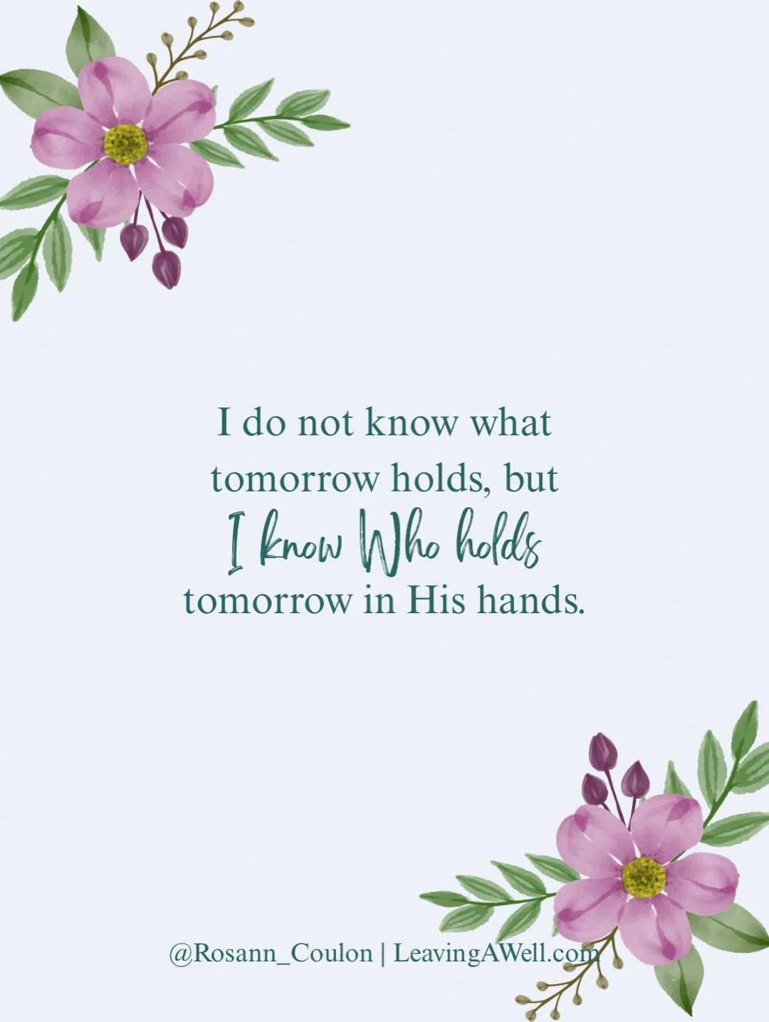 Remember this today: our Heavenly Father holds the world&mdash;and you&mdash;in His hands. You don&rsquo;t need to fear today or tomorrow, because the Lord is already there. ✨ 

If you&rsquo;re needing a rich reminder of the goodness of God, grab a c
