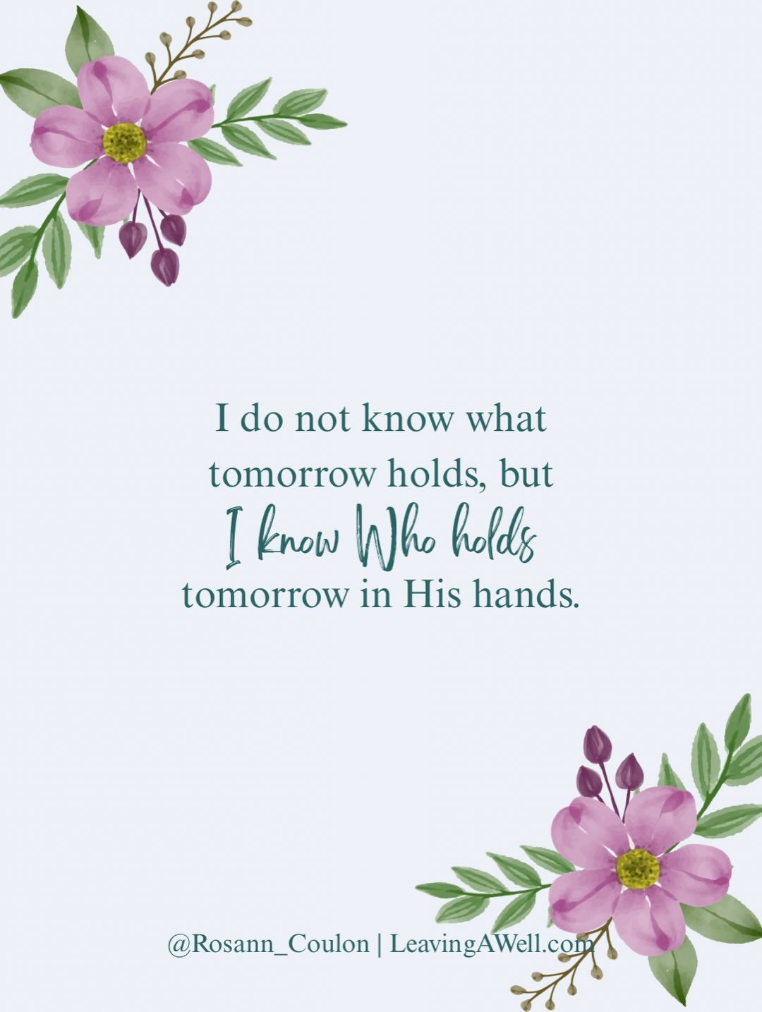 Remember this today: our Heavenly Father holds the world&mdash;and you&mdash;in His hands. You don&rsquo;t need to fear today or tomorrow, because the Lord is already there. ✨ 

If you&rsquo;re needing a rich reminder of the goodness of God, grab a c