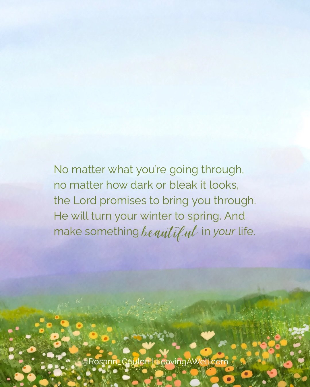 &ldquo;He has made everything beautiful in its time.&rdquo; &ndash; Ecclesiastes 3:11

✨Remember this: We have hope in Jesus. He is faithful, good, and kind. His mercy endures forever and He brings beauty from ashes.

Drop a 💐 if you&rsquo;re trusti