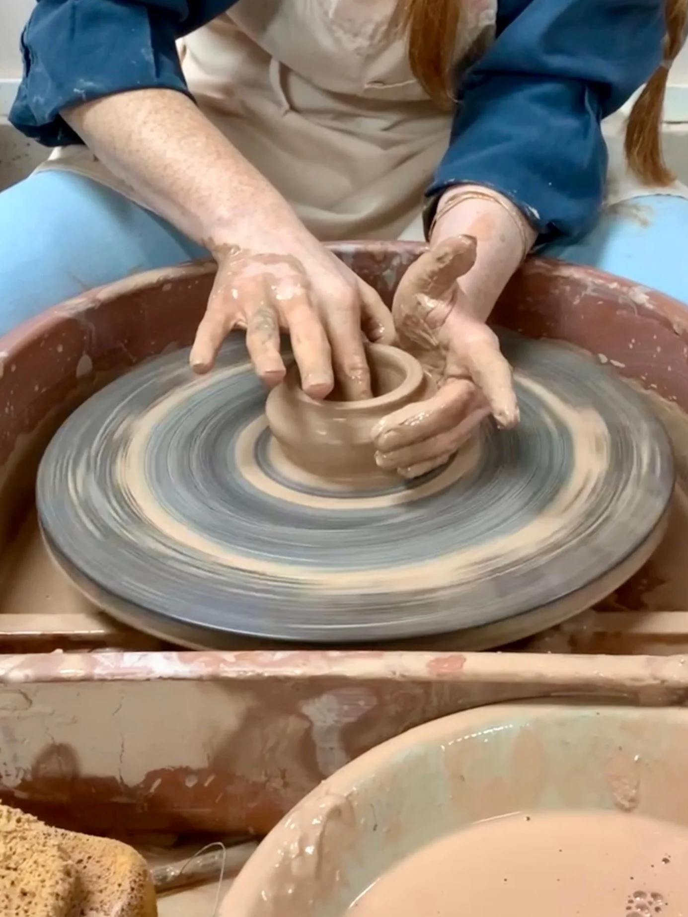 Hands in clay, wheel in motion 🌀🫶🏽